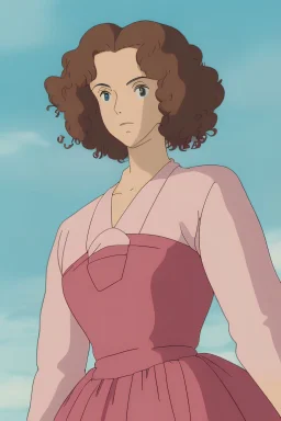 young woman serf dress red curly hair