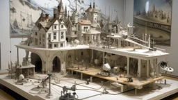 A white kinetic town with instruments painted by Gustave Courbet