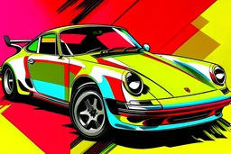 1980s porsche 911 turbo s targa version pop art