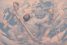 man swinging sledgehammer by james jean