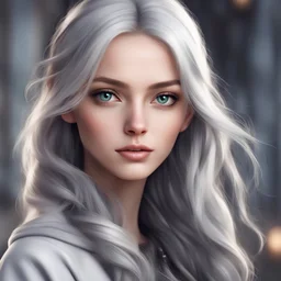 avatar beautiful Russian girl with gray eyes and gray hair