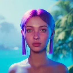 Paradise girl unreal 5, octane render, cinema4d, redshift render, hyper realistic, cenematic, vibrancy, synthwave, retouch, centered, dynamic lighting, dramatic lighting, 4k, highly detailed, attractive beautiful, realistic, epic composition, holographic,