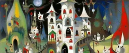 A white vampire bat chateau painted by Wassily Kandinsky