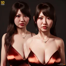 photo face and bust, hitomi tanaka, red dress, highly realistic, highly detailed, octane render,