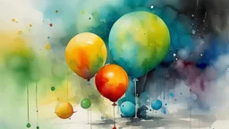 An impressionist painting, in watercolours, of scientific elements the fusing of helium
