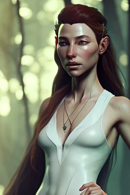 Tauriel, by Cedric Peyravernay, complete full body in frame, delicate traits, symmetric eyes