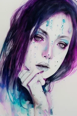 beautiful watercolor portrait, photorealistic, watercolor portrait by Harumi Hironaka, Agnes Cecile, detailed, watercolor portrait, fine art Diane Keaton