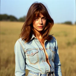 Jane birkin in jeans, natural lighting, 70s