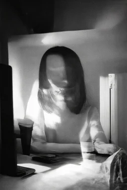 solana king liquidation flush shadow face in a dark room looking at computer oracle of delphi seeing the future in the style of surrealism black and white