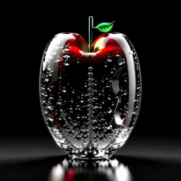 high quality, 8K Ultra HD, Musical notes and musical instrument shapes inside an apple made of crystal, by yukisakura, high detailed,