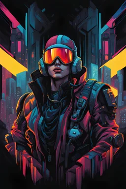A beautiful portrait painting of a cyberpunk in style of colorful comic. symmetry, hyper detailed.