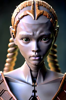 A photo realistic portrait of a stunning viking humanoid robot princess, who is incredibly sad, she lost her best friend in the world 8k, 3d with depth of field hyper realistic