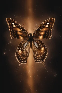 Light brown butterfly illuminated in space