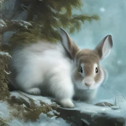 white rabbit, natural pigment, extremely sharp detail, finely tuned detail, ultra high definition, 8 k, unreal engine 5, ultra sharp focus, winter ambiance