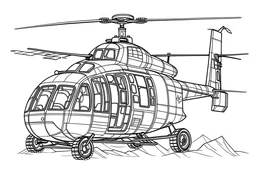 b/w outline coloring book pages of helicopter, cartoon style, kid coloring pages, full white, kids style, white background, Sketch style, full body (((((white background))))), only use outline., cartoon style, line art, coloring book, clean line art, white background, Sketch style