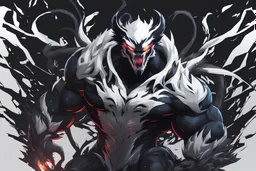Venom beast in 8k solo leveling shadow artstyle, ice white monkey them, neon effect, full body, ice, intricate details, highly detailed, high details, detailed portrait, masterpiece,ultra detailed, ultra quality