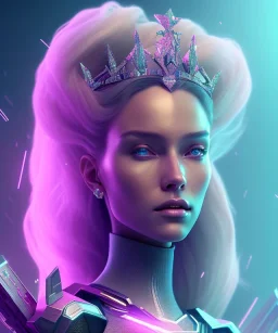 A portrait of a crystalised queen, atmospheric, realistic, cyberpunk, cinematic lighting, octane render.