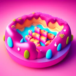 sweet food pink land. illustration 3d style. HD