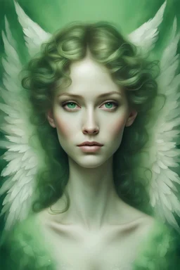 portrait of an angel green colours