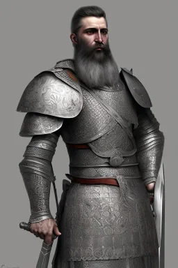 Old Armenian knight with beard, strong, agressive, detailed, 3D textures