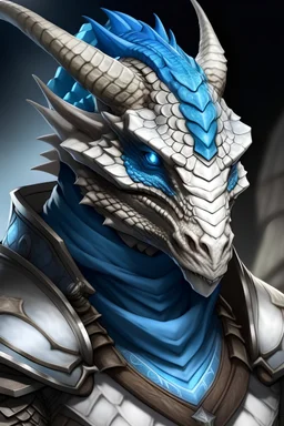 White Dragonborn with Blue Eyes and Prismatic Skin