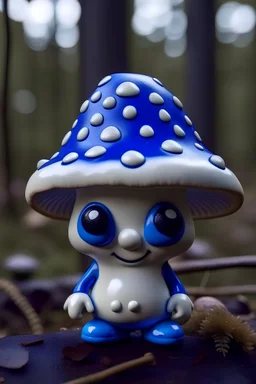 little mushrooms with eyes two legs blue hat