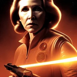 Actress , sci-fi, cyberpunk , carrie fisher , golden hour, circuitry