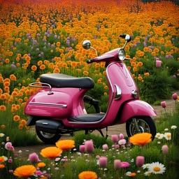 Let there be bouquets of flowers placed in a basket on the seat