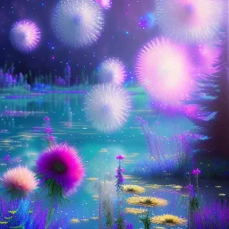 one big Cosmic crystal subtle in a galactic ambiance , blue lake, delicate flowers, delicate colors, bin the foreground, full of details, smooth，soft light atmosphere, light effect，vaporwave colorful, concept art, smooth, extremely sharp, masterpiece, best quality, blue skinned, sparkling,8k, , sun light, 8K, RAW, depth of field,high contrast,