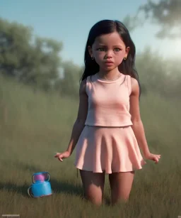 Jenna ortega toddler, full body, dramatic lighting, hyper realistic