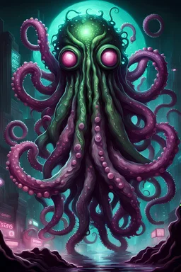 Cyberpunk, Yog-Sothoth, Lovecraftian tentacle monster, horror