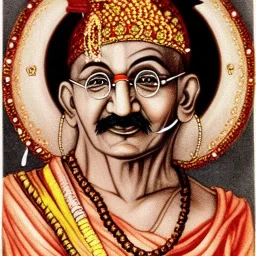 gandhi as indian god with jewelry