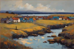 Euan Uglow-John Lowrie Morrison oil painting tufting tapestry stormy village shores