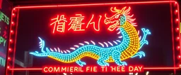 neon dot sign with a dragons way to reveal the Commercial threat of the day