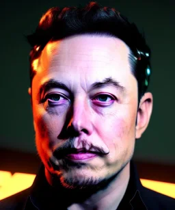 A gold and purple lights ,steampunk portrait of elon musk,8k,unreal,cinematic lights.