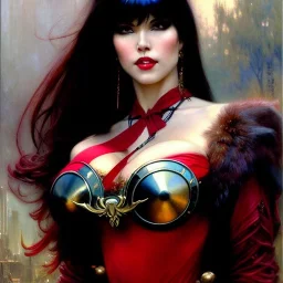 portrait beautiful face Vampirella, busty,ancient metal armor balanciaga fashion clothe painting by gaston bussiere, greg rutkowski, yoji shinkawa, yoshitaka amano, tsutomu nihei, donato giancola, tim hildebrandt, oil on canvas, cinematic composition, extreme detail,fit full head inside picture,16k