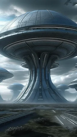 sky futuristic base of aliens