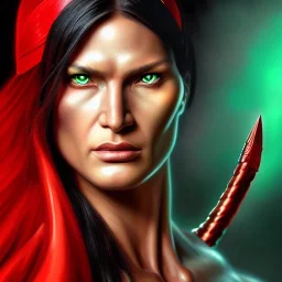 ultra detailed fullbody portrait of Elektra, extremely detailed digital painting, intrincate, extremely detailed face,crystal clear Big Green eyes, in the style of Ohrai Noriyoshi and robert e howard and pablo oliveira and Ken Kelley and Keith Parkinson,mystical colors,perfectly centered image, perfect composition, rim light, beautiful lighting,8k, stunning scene, raytracing