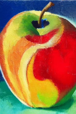 Abstract impasto oil painting of an apple,centred