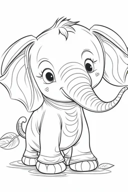 outline art for cute Elephant coloring pages with sitch, white background, Sketch style, full body, only use outline, toddlers style, clean line art, white background, no shadows and clear and well outlined.