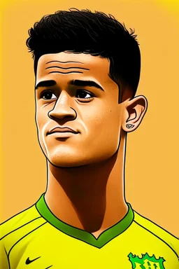 Philippe Coutinho Brazilian football player ,cartoon 2d