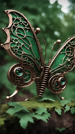 metal steampunk green moth wings