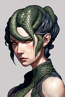 detailed persona, female snake head instead of hair