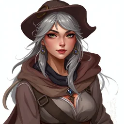 a pretty middle-aged woman, fantasy, traveller, sorceress, digital art, stylised