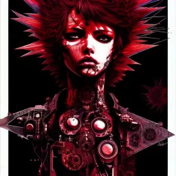 beautiful punk girl, hyper detailed, intricately detailed, illustration by <kilian eng> <Yoji Shinkawa>, darkred tones,