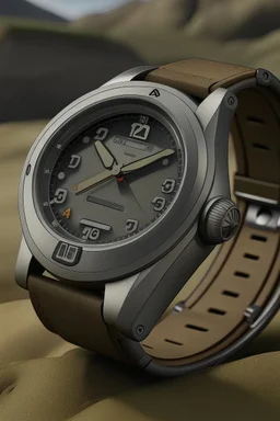 Design an image of a jump hour watch suitable for adventure enthusiasts. Showcase the watch in a rugged, outdoor setting to emphasize its durability and reliability in various conditions."