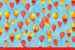 giftwrap pattern with watercolor of hot air balloons, children's book illustration, white parchment paper, wrapping paper, white linen, in the style of e. h. shepard, in the style of classic winnie the pooh