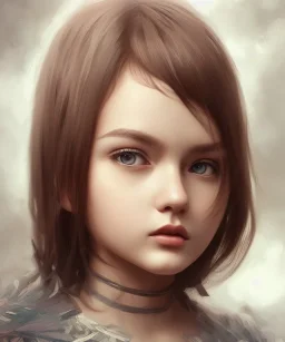 intricate, elegant, sharp focus, illustration, highly detailed, digital painting, concept art, matte, art by wlop and artgerm and ivan shishkin and andrey shishkin, masterpiece, young and cute ukrainian girl, adorable, hime cut hair, round face