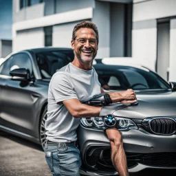 счастливый владельца бмв