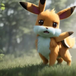 eevee,pokemon,fantasy, 4k, insane details, hyper realistic,3d rendering,